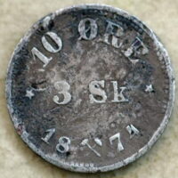 10 Øre / 3 Skilling 1874