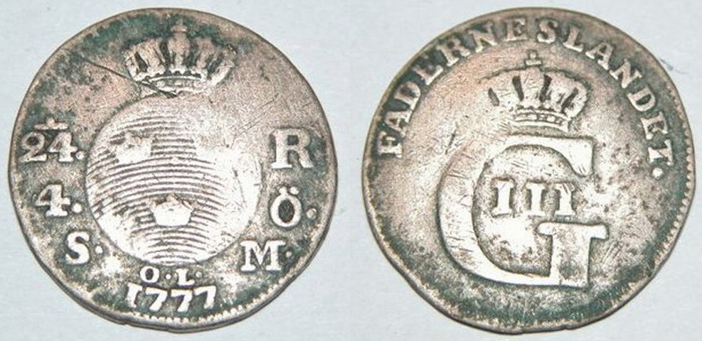 1/24 Riksdaler 1777 Gustav III - Bilde 3